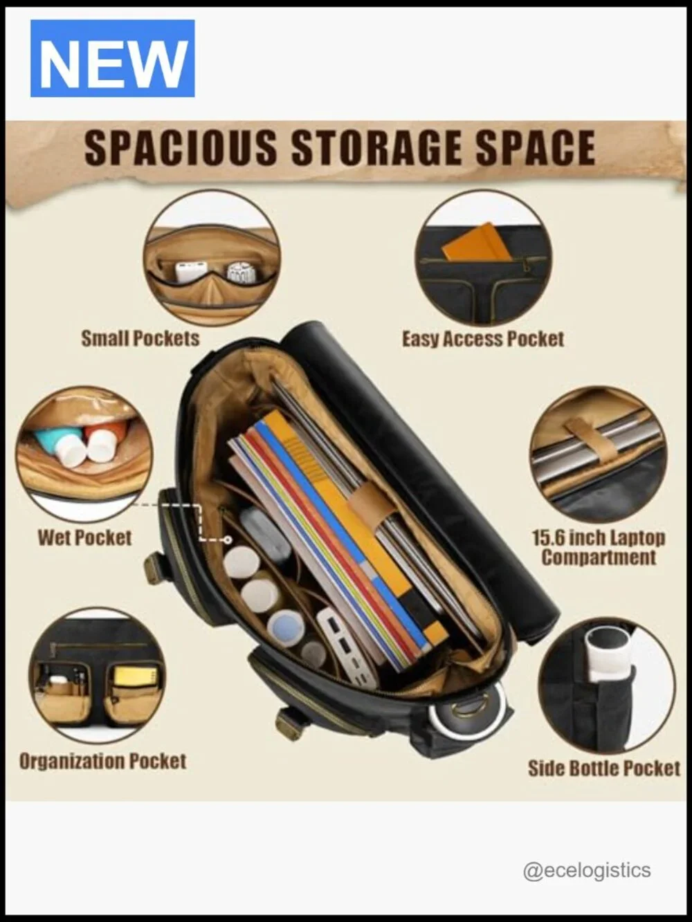 Vintage Messenger Bag 15.6 Laptop Canvas PU Leather USB Port